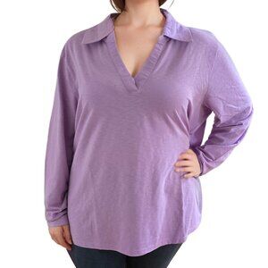 Karen Scott Women's V-Neck Lilac Top Size 1X NWT